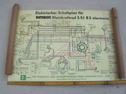 original Simson Plakat Schaltplan S51B2 groß