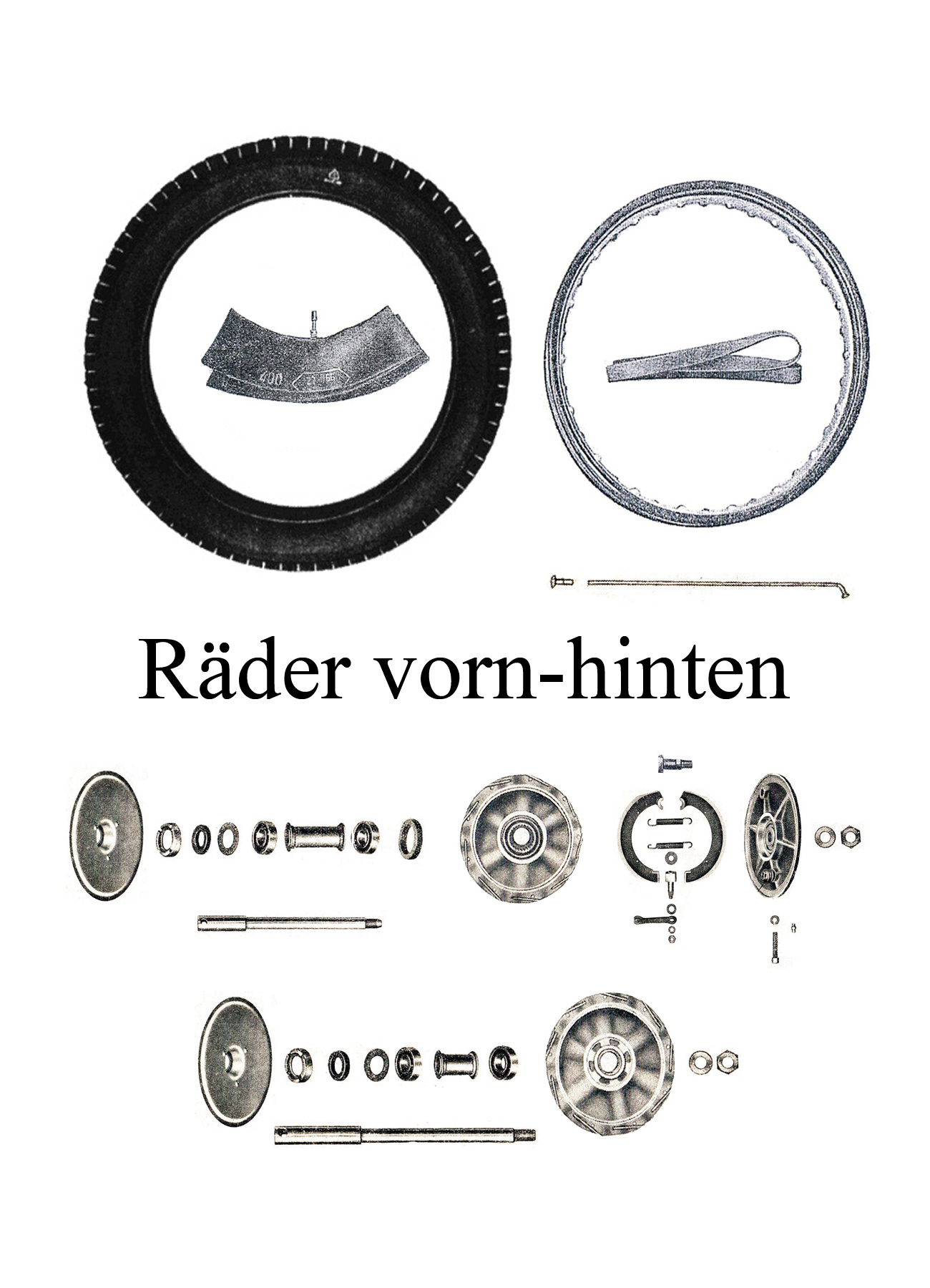 DDR-Motorrad IFA MZ BK 350 Ersatzteileliste Vorderrad Hinterrad Reifen Speichen Achsen