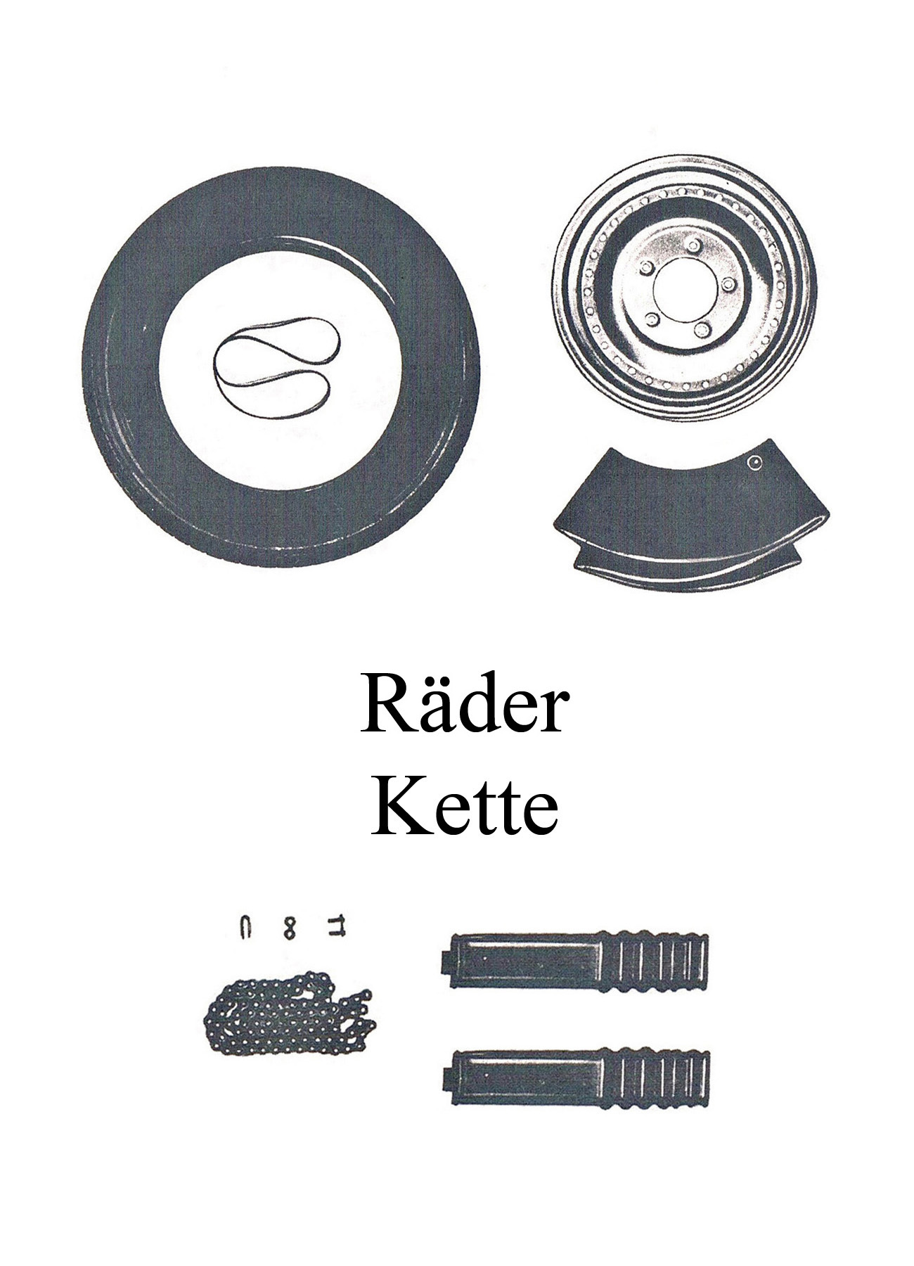 DDR-Motorrad IWL Berliner Roller SR 59 Räder Reifen Kettenschlauch Felgenband