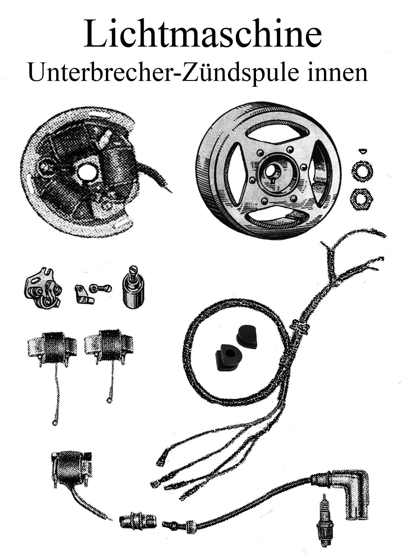 Simson Schwalbe KR51/0 KR 51/1 Ersatzteile Lichtmaschine Unterbrecher Zündspule innenliegend