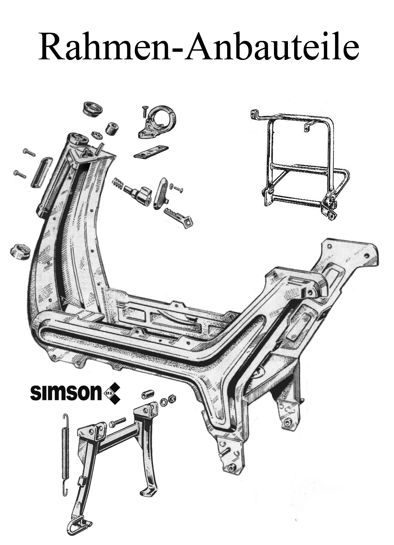 Simson SR50 Ersatzteile Rahmen Anbauteile Ständer